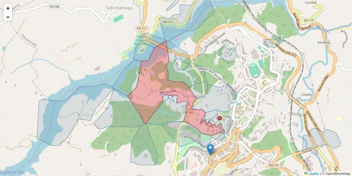 Mapa detalhado do código postal 4630-261 com limites, códigos postais vizinhos e agências dos correios
