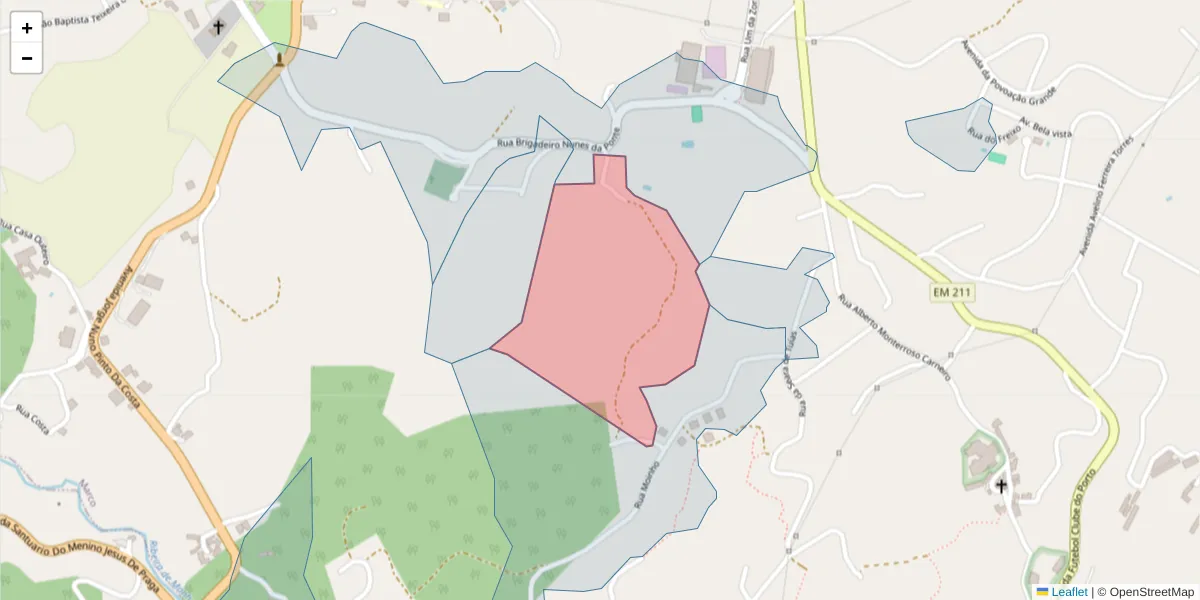 Mapa detalhado do código postal 4630-262 com limites, códigos postais vizinhos e agências dos correios