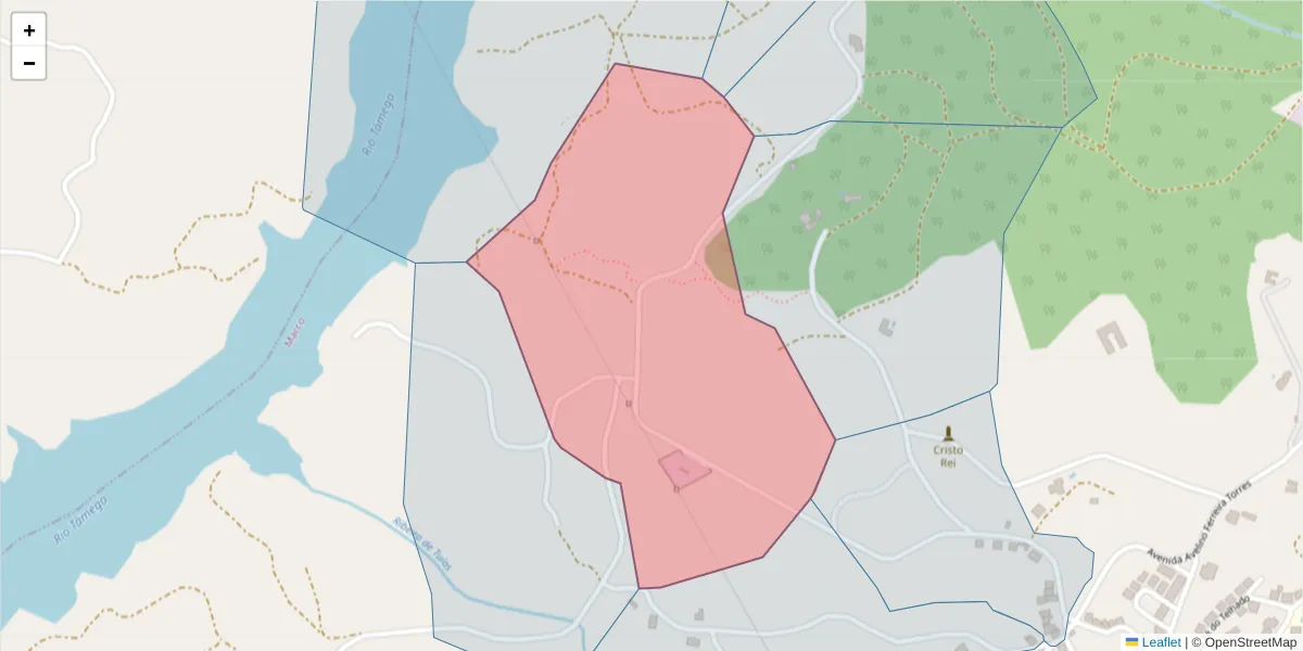 Mapa detalhado do código postal 4630-266 com limites, códigos postais vizinhos e agências dos correios