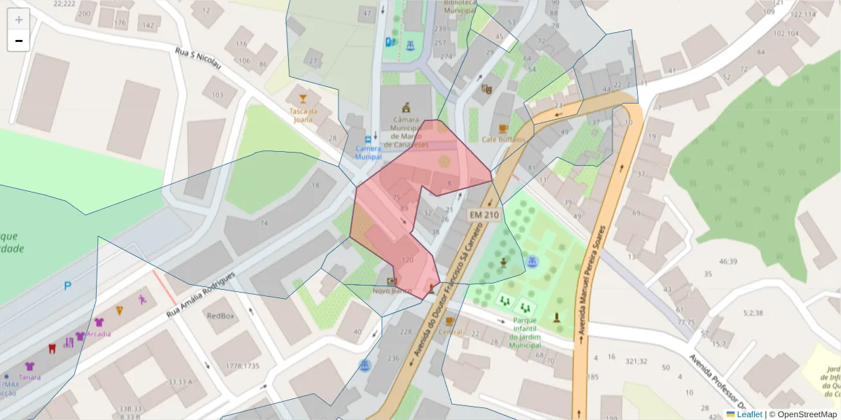 Mapa detalhado do código postal 4630-281 com limites, códigos postais vizinhos e agências dos correios