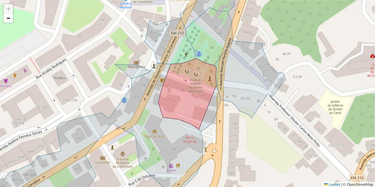 Mapa detalhado do código postal 4630-286 com limites, códigos postais vizinhos e agências dos correios