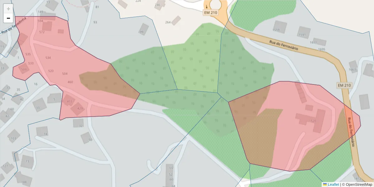 Mapa detalhado do código postal 4630-287 com limites, códigos postais vizinhos e agências dos correios