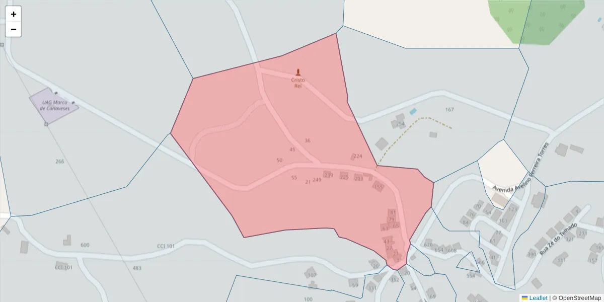 Mapa detalhado do código postal 4630-292 com limites, códigos postais vizinhos e agências dos correios