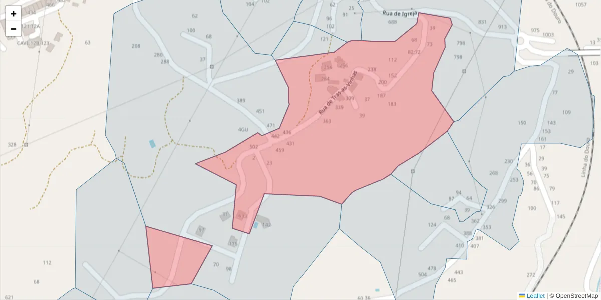 Mapa detalhado do código postal 4630-306 com limites, códigos postais vizinhos e agências dos correios