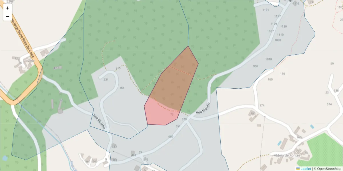 Mapa detalhado do código postal 4630-307 com limites, códigos postais vizinhos e agências dos correios