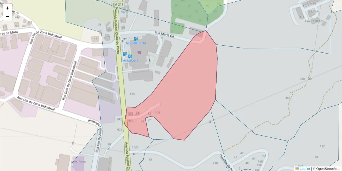Mapa detalhado do código postal 4630-320 com limites, códigos postais vizinhos e agências dos correios
