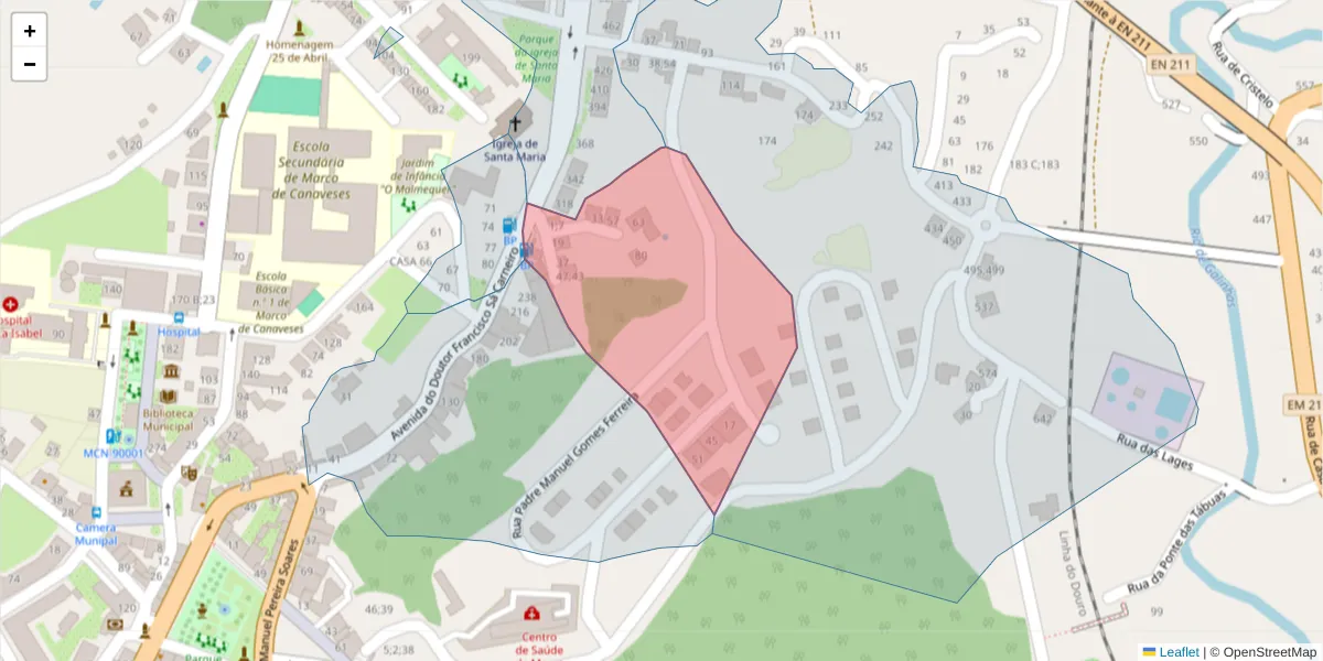 Mapa detalhado do código postal 4630-329 com limites, códigos postais vizinhos e agências dos correios