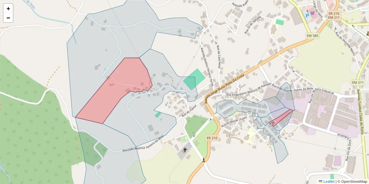 Mapa detalhado do código postal 4630-330 com limites, códigos postais vizinhos e agências dos correios