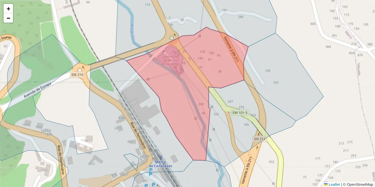 Mapa detalhado do código postal 4630-333 com limites, códigos postais vizinhos e agências dos correios