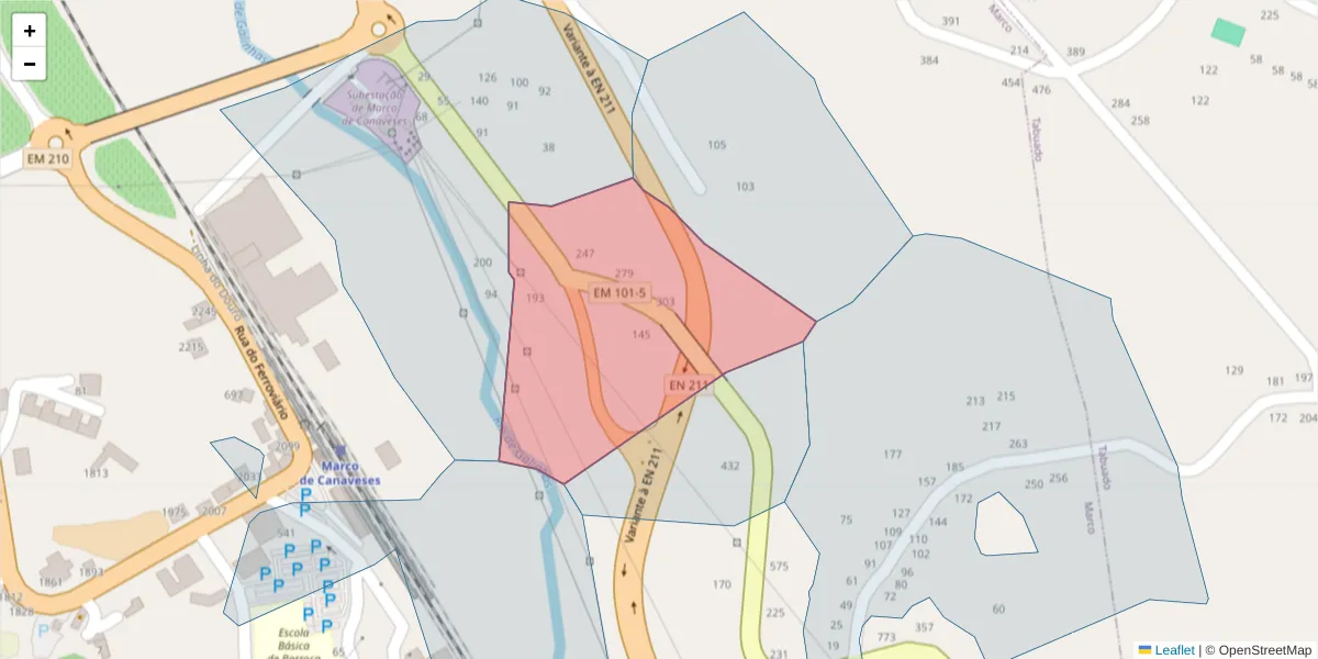 Mapa detalhado do código postal 4630-346 com limites, códigos postais vizinhos e agências dos correios