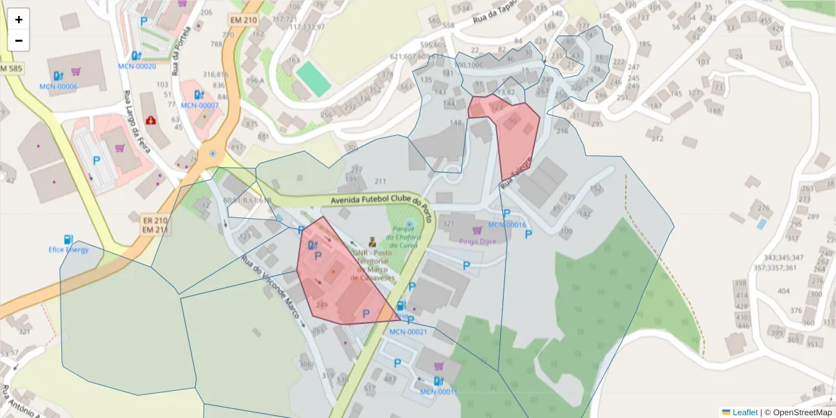 Mapa detalhado do código postal 4630-446 com limites, códigos postais vizinhos e agências dos correios