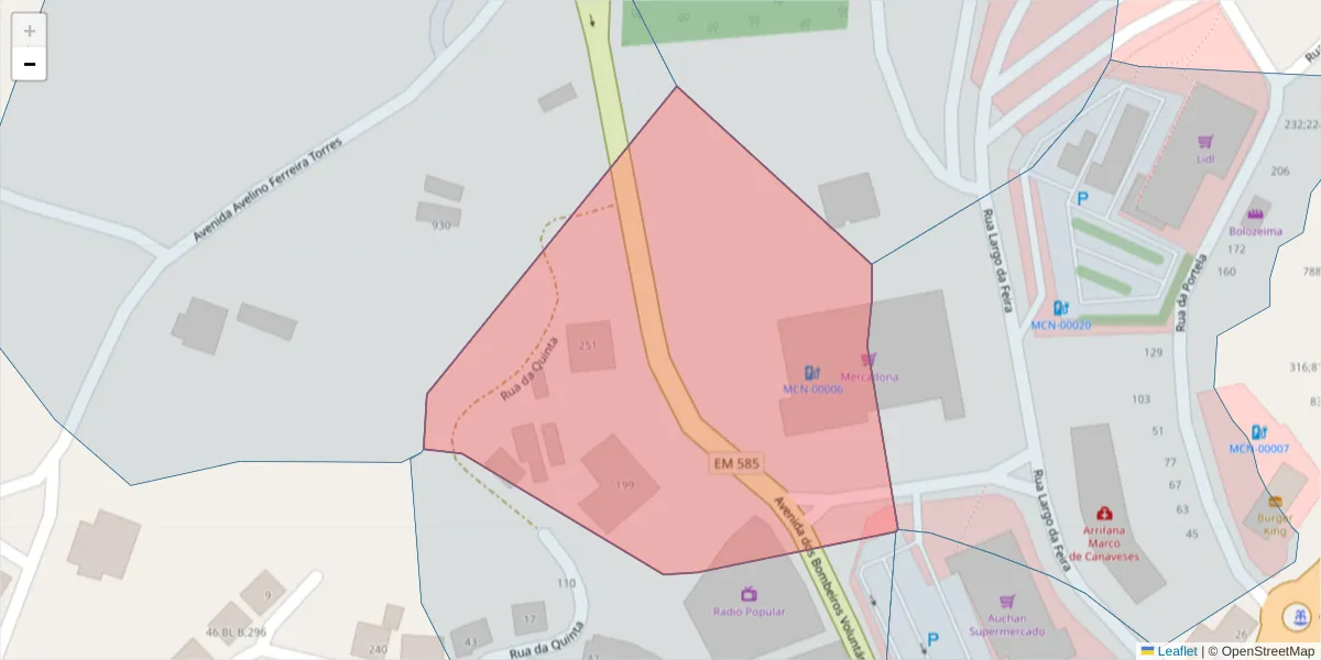 Mapa detalhado do código postal 4630-470 com limites, códigos postais vizinhos e agências dos correios
