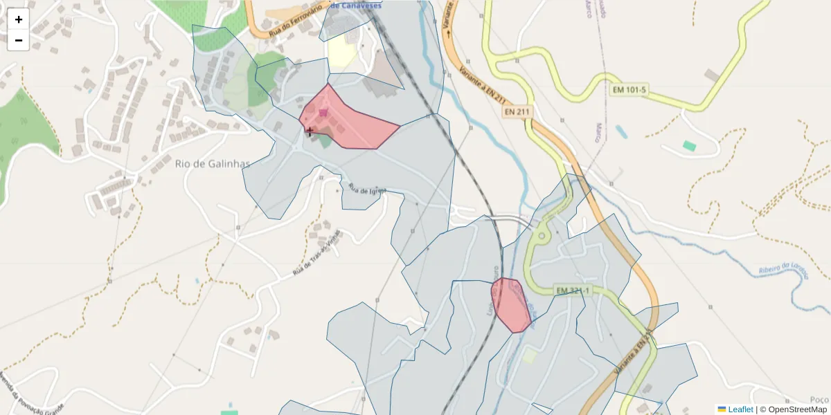 Mapa detalhado do código postal 4630-477 com limites, códigos postais vizinhos e agências dos correios