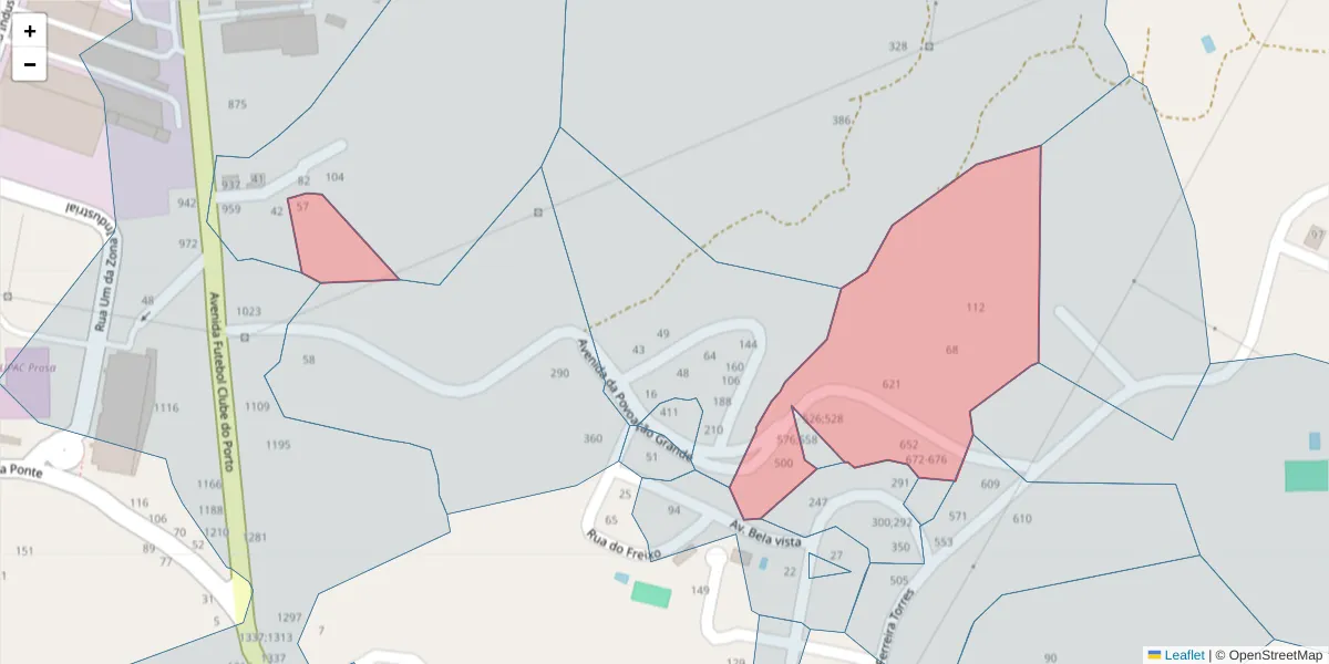Mapa detalhado do código postal 4630-496 com limites, códigos postais vizinhos e agências dos correios