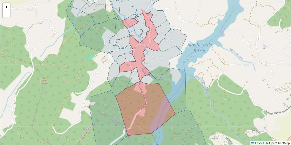 Mapa detalhado do código postal 4630-503 com limites, códigos postais vizinhos e agências dos correios