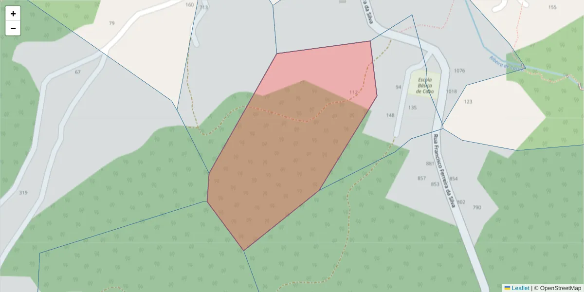 Mapa detalhado do código postal 4630-535 com limites, códigos postais vizinhos e agências dos correios