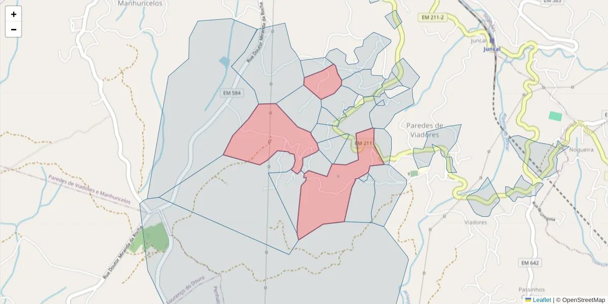 Mapa detalhado do código postal 4630-564 com limites, códigos postais vizinhos e agências dos correios