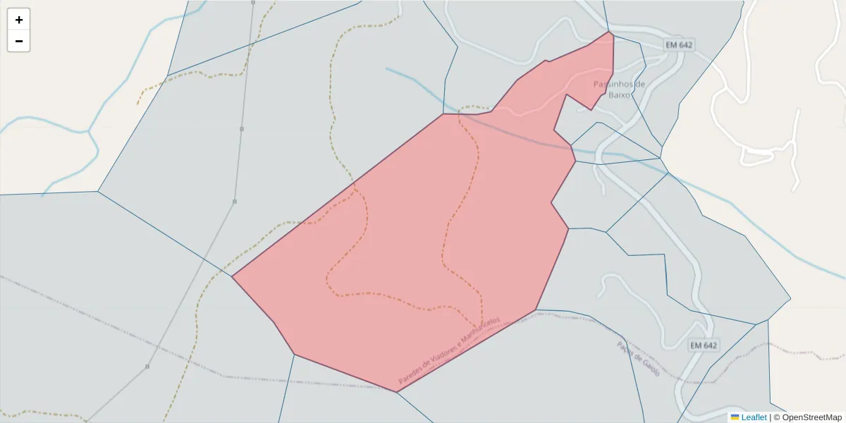 Mapa detalhado do código postal 4630-584 com limites, códigos postais vizinhos e agências dos correios