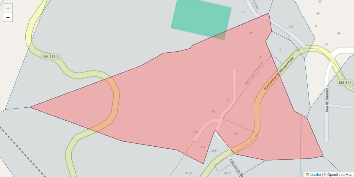 Mapa detalhado do código postal 4630-587 com limites, códigos postais vizinhos e agências dos correios