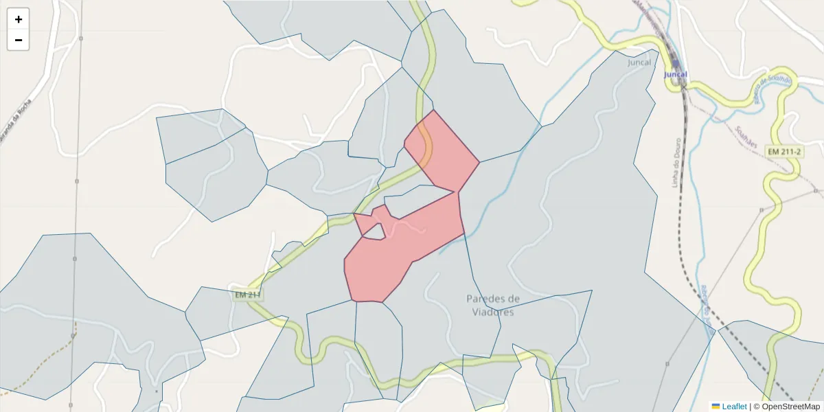 Mapa detalhado do código postal 4630-599 com limites, códigos postais vizinhos e agências dos correios