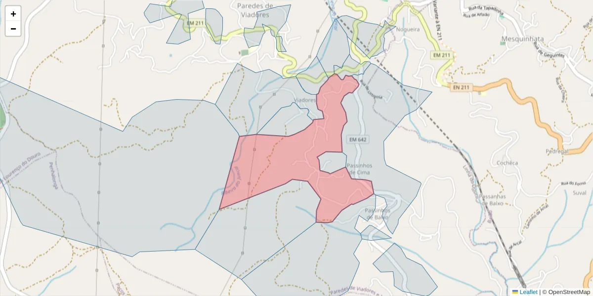Mapa detalhado do código postal 4630-604 com limites, códigos postais vizinhos e agências dos correios