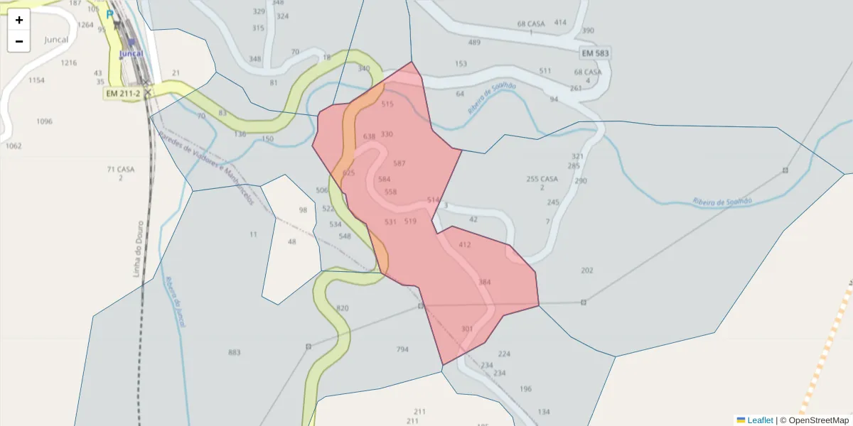 Mapa detalhado do código postal 4630-621 com limites, códigos postais vizinhos e agências dos correios