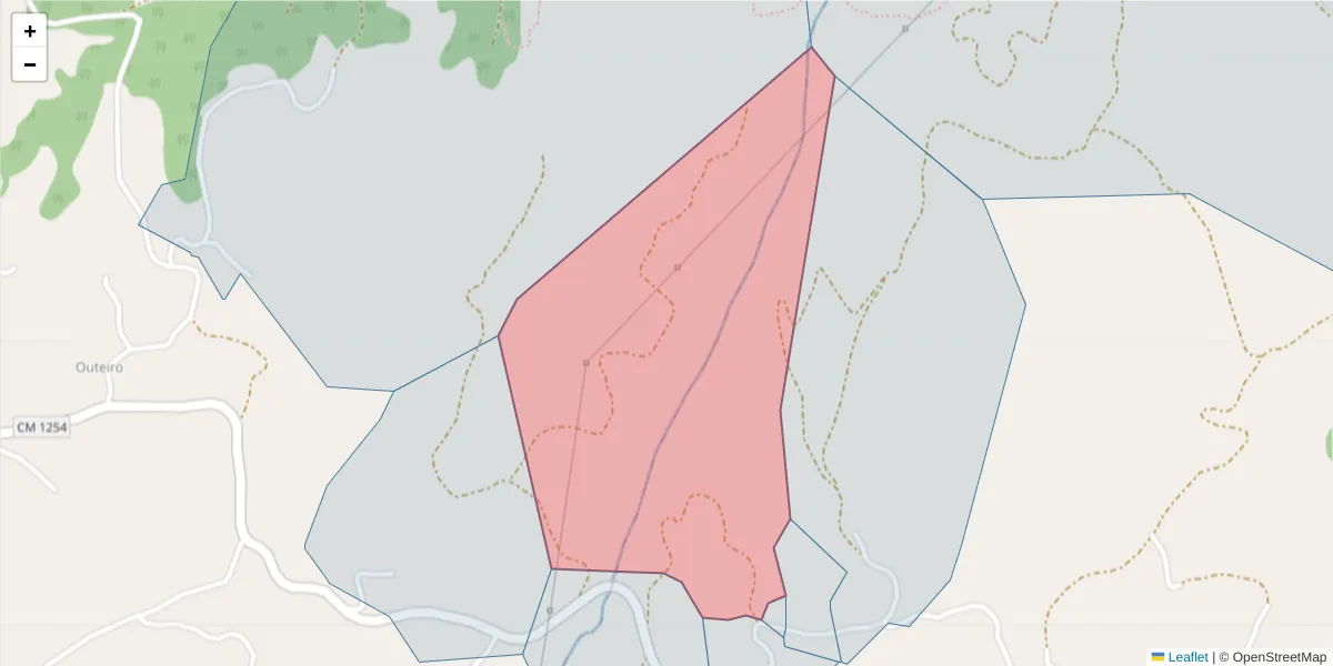 Mapa detalhado do código postal 4630-641 com limites, códigos postais vizinhos e agências dos correios