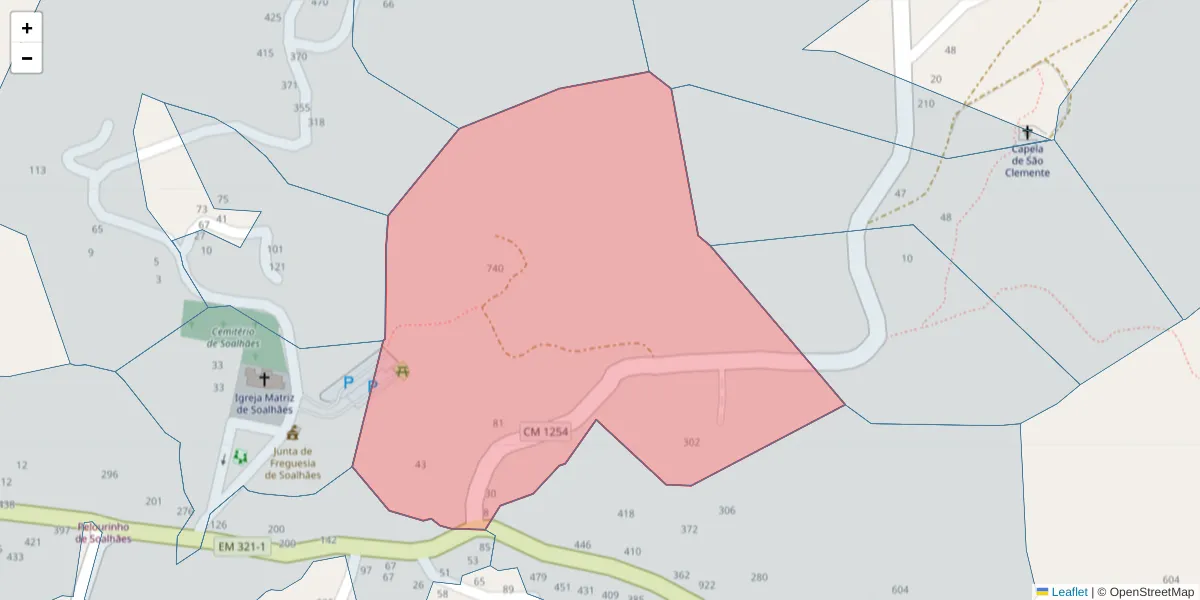 Mapa detalhado do código postal 4630-648 com limites, códigos postais vizinhos e agências dos correios