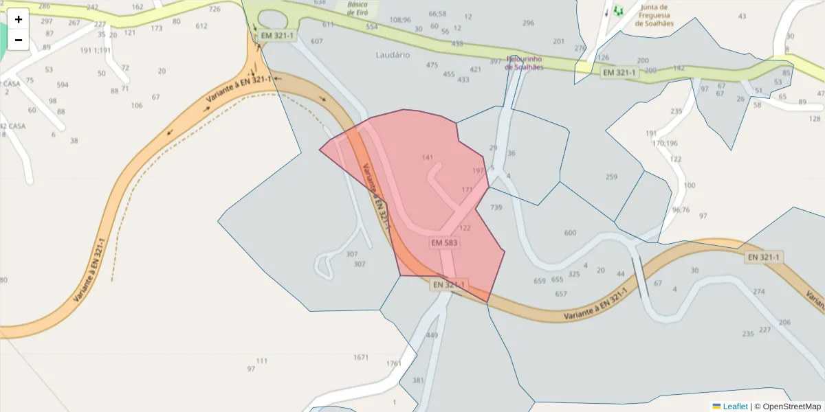 Mapa detalhado do código postal 4630-654 com limites, códigos postais vizinhos e agências dos correios