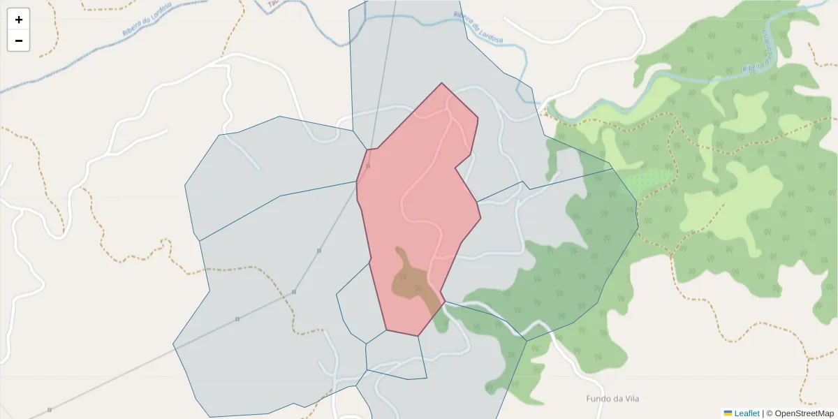 Mapa detalhado do código postal 4630-657 com limites, códigos postais vizinhos e agências dos correios