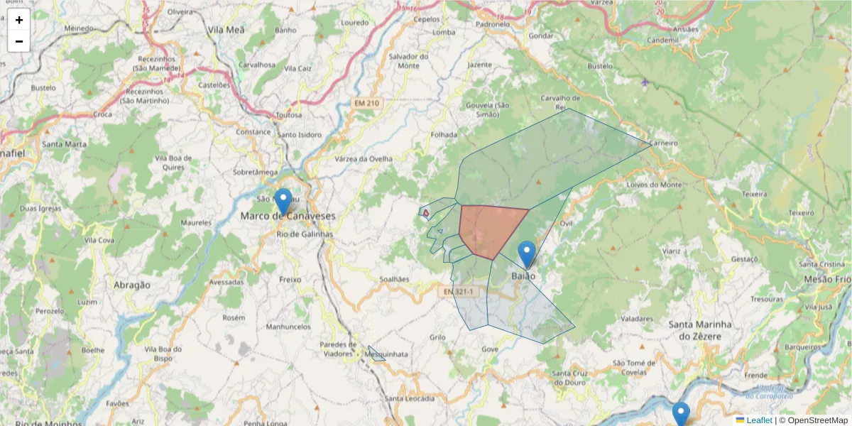 Mapa detalhado do código postal 4630-669 com limites, códigos postais vizinhos e agências dos correios