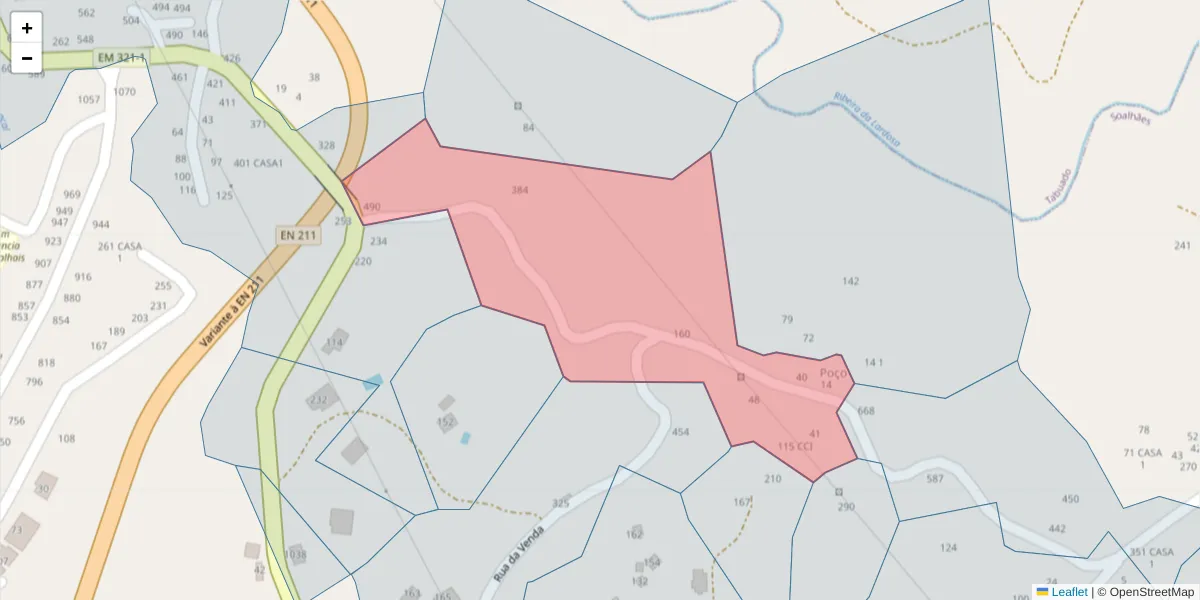 Mapa detalhado do código postal 4630-713 com limites, códigos postais vizinhos e agências dos correios