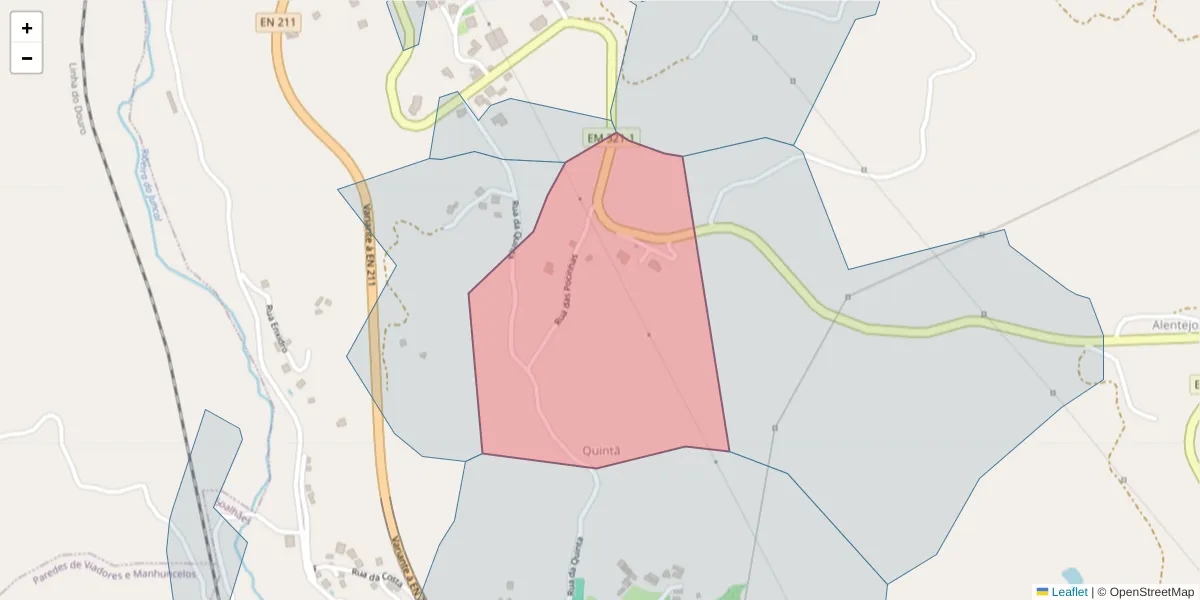 Mapa detalhado do código postal 4630-724 com limites, códigos postais vizinhos e agências dos correios