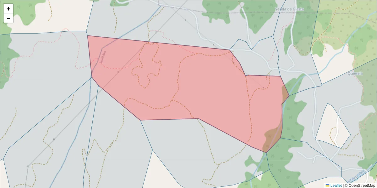 Mapa detalhado do código postal 4630-733 com limites, códigos postais vizinhos e agências dos correios