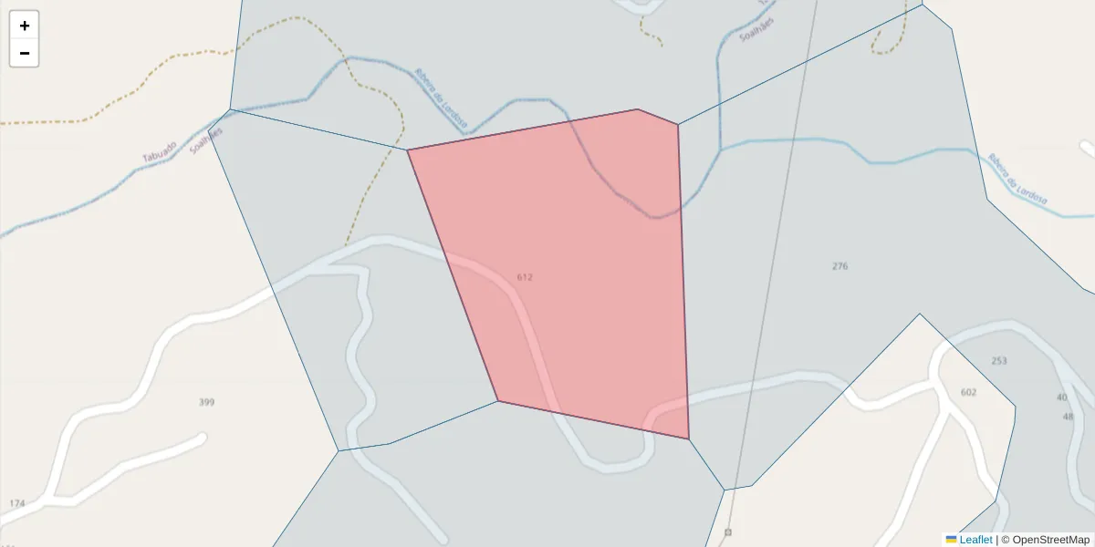 Mapa detalhado do código postal 4630-735 com limites, códigos postais vizinhos e agências dos correios