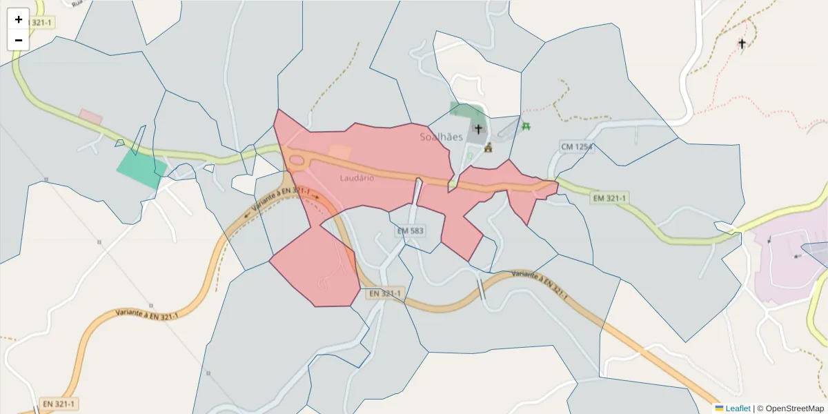 Mapa detalhado do código postal 4630-738 com limites, códigos postais vizinhos e agências dos correios