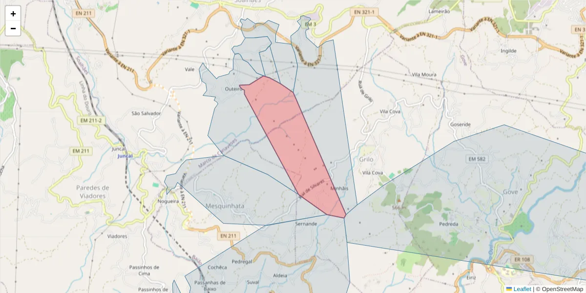 Mapa detalhado do código postal 4630-758 com limites, códigos postais vizinhos e agências dos correios