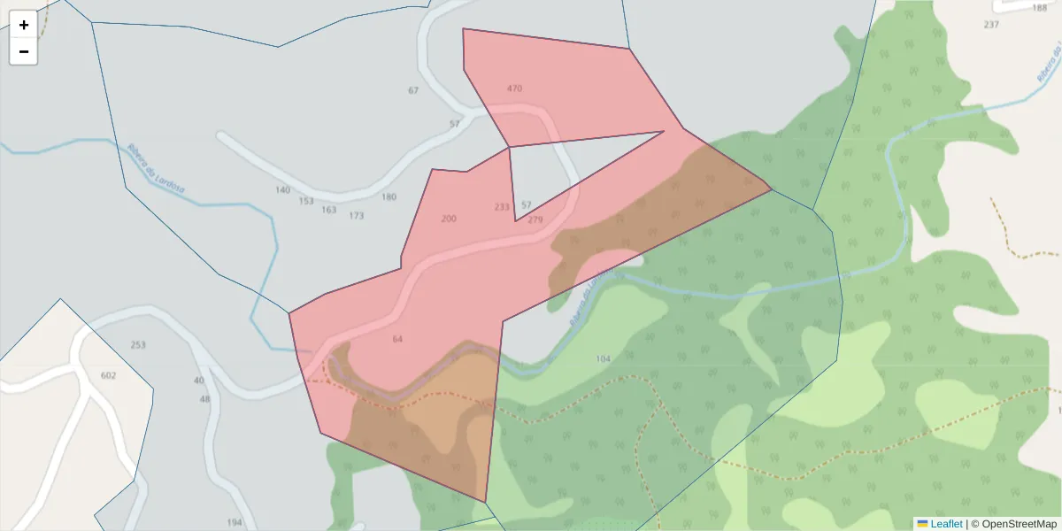 Mapa detalhado do código postal 4630-770 com limites, códigos postais vizinhos e agências dos correios
