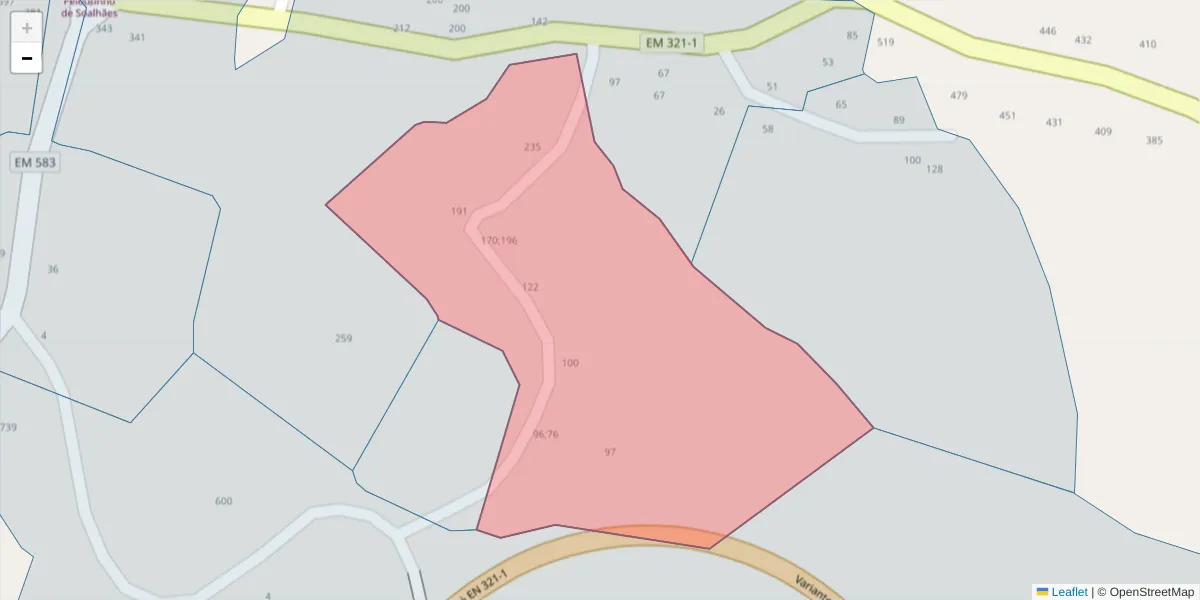 Mapa detalhado do código postal 4630-773 com limites, códigos postais vizinhos e agências dos correios