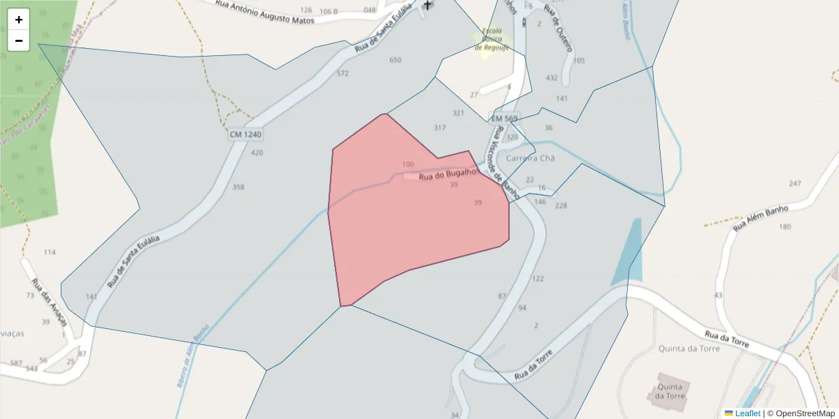 Mapa detalhado do código postal 4635-014 com limites, códigos postais vizinhos e agências dos correios