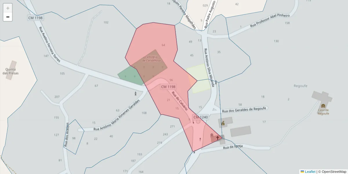 Mapa detalhado do código postal 4635-016 com limites, códigos postais vizinhos e agências dos correios