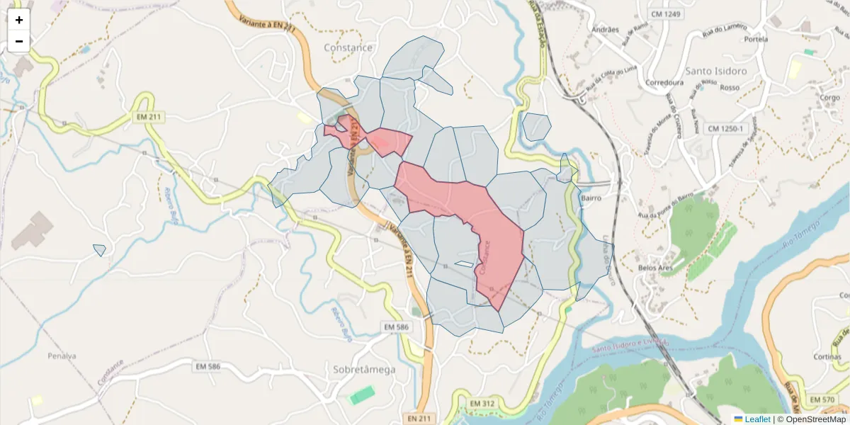 Mapa detalhado do código postal 4635-093 com limites, códigos postais vizinhos e agências dos correios