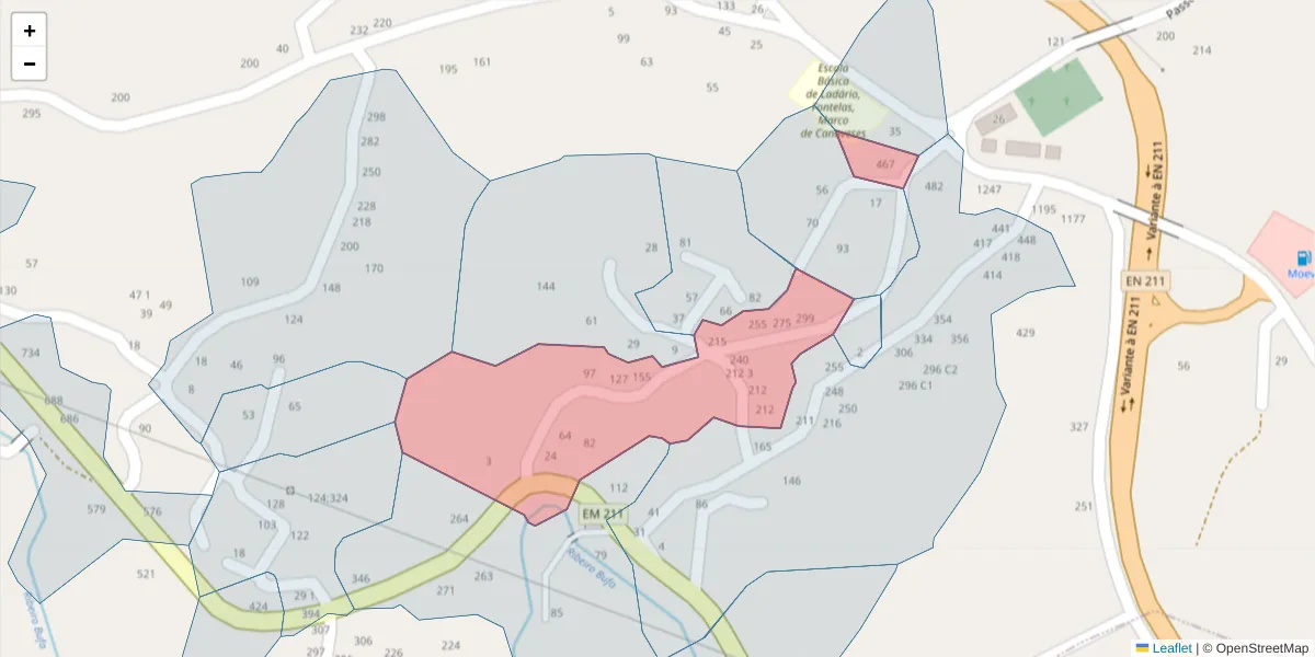 Mapa detalhado do código postal 4635-131 com limites, códigos postais vizinhos e agências dos correios