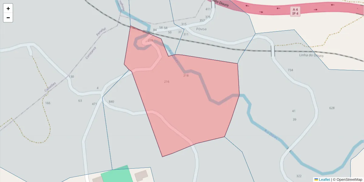 Mapa detalhado do código postal 4635-147 com limites, códigos postais vizinhos e agências dos correios