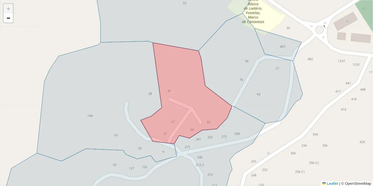 Mapa detalhado do código postal 4635-152 com limites, códigos postais vizinhos e agências dos correios