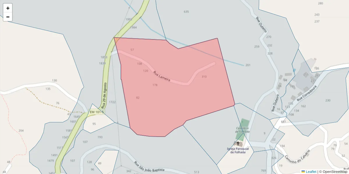 Mapa detalhado do código postal 4635-203 com limites, códigos postais vizinhos e agências dos correios
