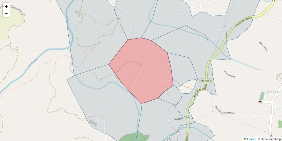 Mapa detalhado do código postal 4635-204 com limites, códigos postais vizinhos e agências dos correios