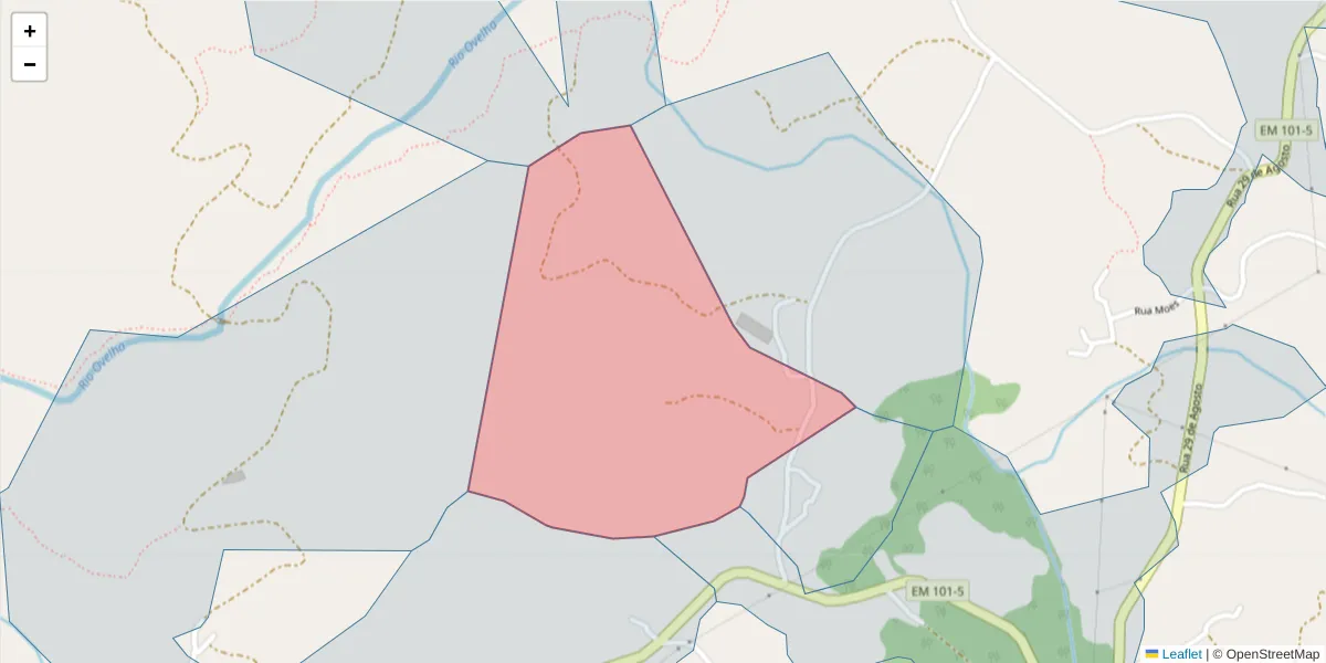 Mapa detalhado do código postal 4635-207 com limites, códigos postais vizinhos e agências dos correios
