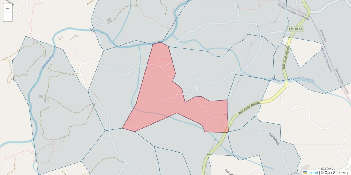 Mapa detalhado do código postal 4635-232 com limites, códigos postais vizinhos e agências dos correios