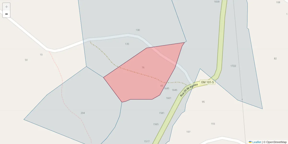 Mapa detalhado do código postal 4635-233 com limites, códigos postais vizinhos e agências dos correios